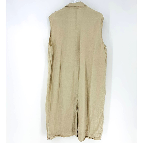 PAOLA ALBERDI Women's size S The Drop Linen Lagenlook Beige Long Vest Jacket Top - Picture 5 of 8